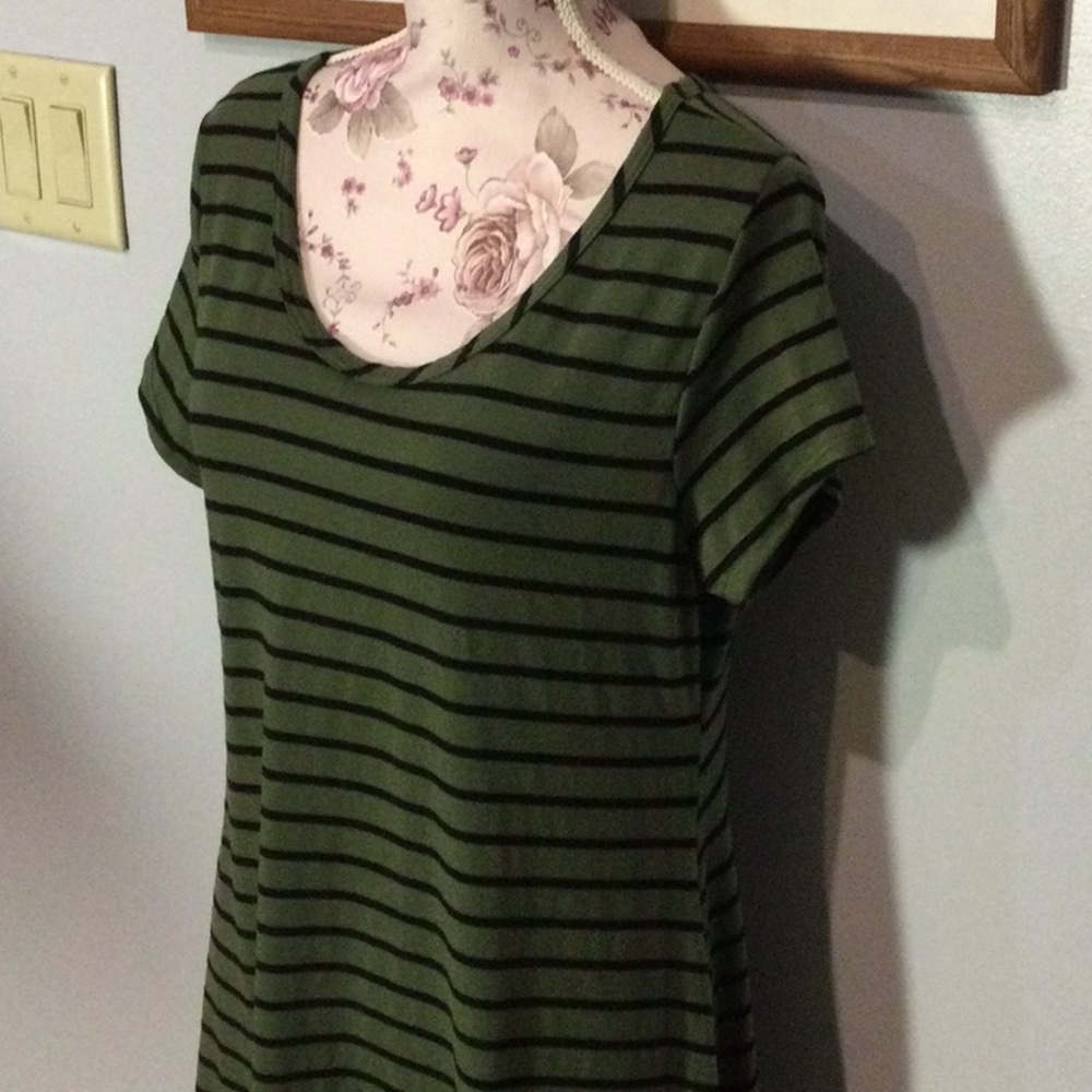 Black & Olive Green Striped Dress - Picture 3 of 7
